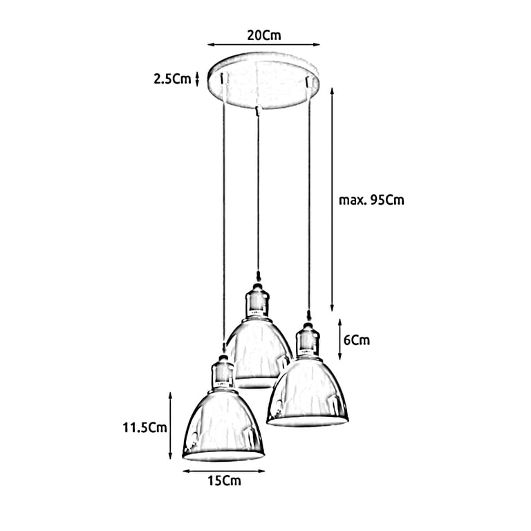 Modern 3-Shade Ceiling Pendant Light - Dimmable E27 Bulb Compatible