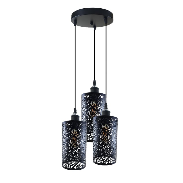Brass 3-Light Vintage Retro Dimmable Pendant Light Fixture
