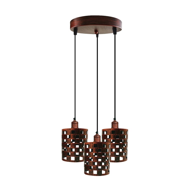 Industrial Vintage Retro 3 Way Cage Pendant Light E27 Base Dimmable Ceiling Lamp