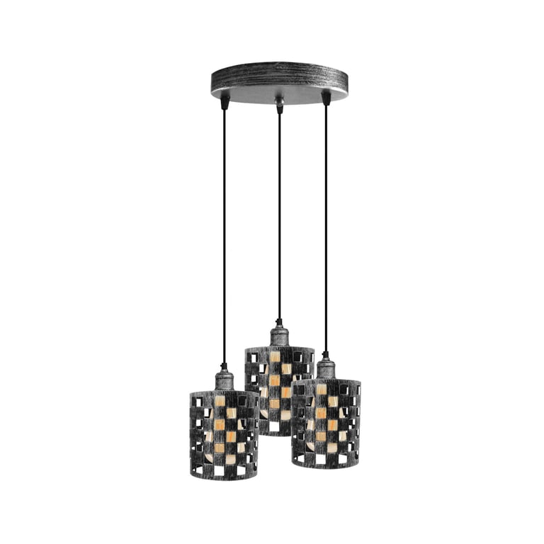 Industrial Vintage Retro 3 Way Cage Pendant Light E27 Base Dimmable Ceiling Lamp