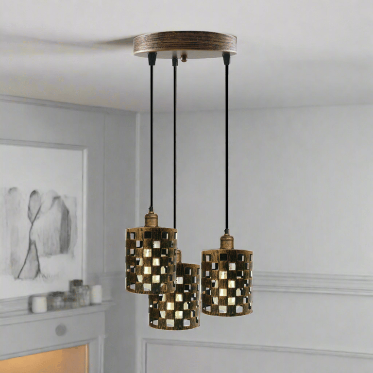 Industrial Vintage Retro 3 Way Cage Pendant Light E27 Base Dimmable Ceiling Lamp