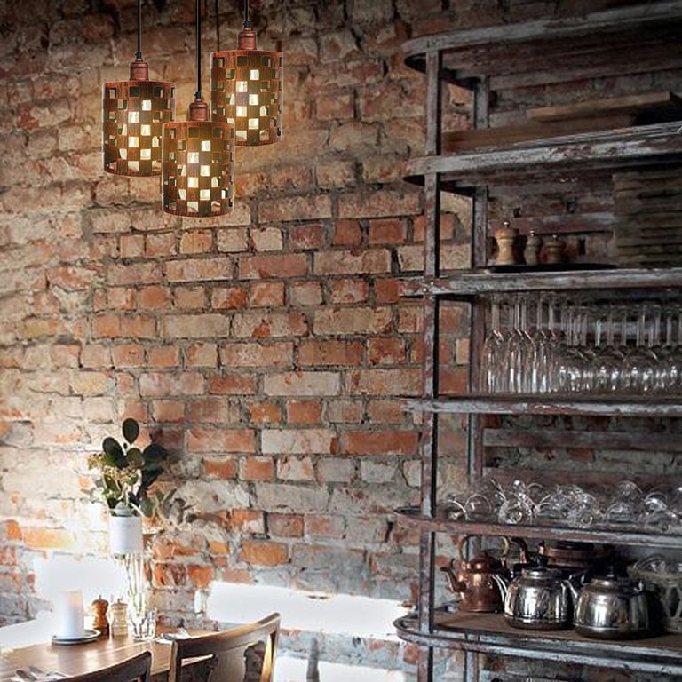 Industrial Vintage Retro 3 Way Cage Pendant Light E27 Base Dimmable Ceiling Lamp