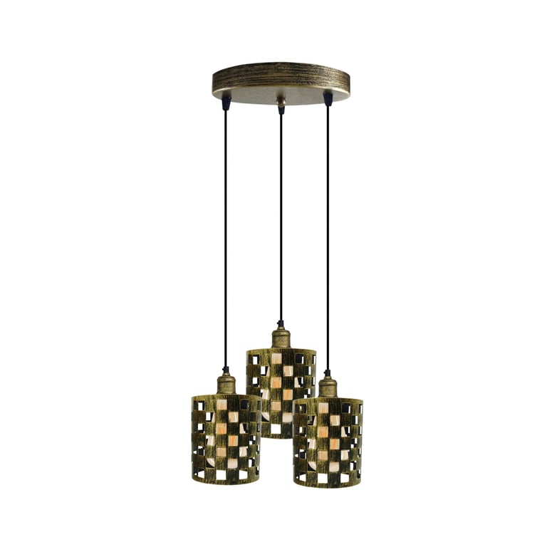 Industrial Vintage Retro 3 Way Cage Pendant Light E27 Base Dimmable Metal Lamp