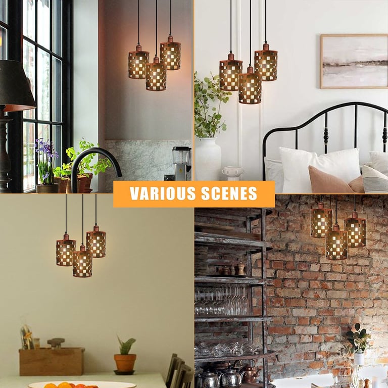 Industrial Vintage Retro 3 Way Dimmable Pendant Lamp Kit - E27 Compatible Indoor Ceiling Light