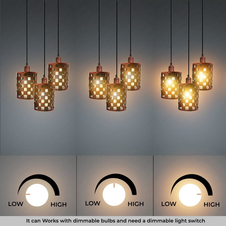 Industrial Vintage Retro 3 Way Dimmable Pendant Lamp Kit - E27 Compatible Indoor Ceiling Light