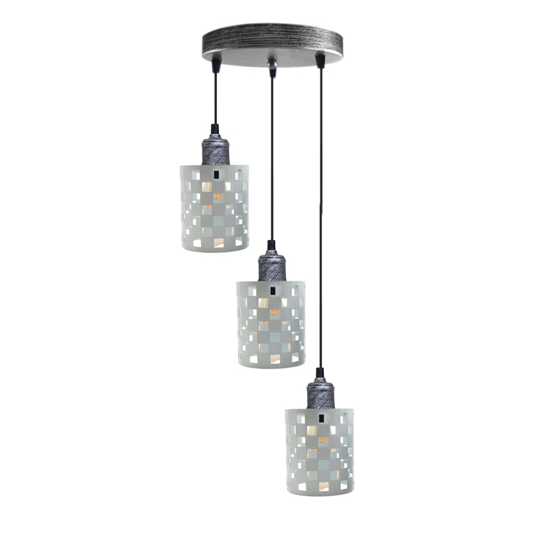 Industrial Vintage Retro 3 Way Cage Pendant Light with E27 Base and Dimmable Option