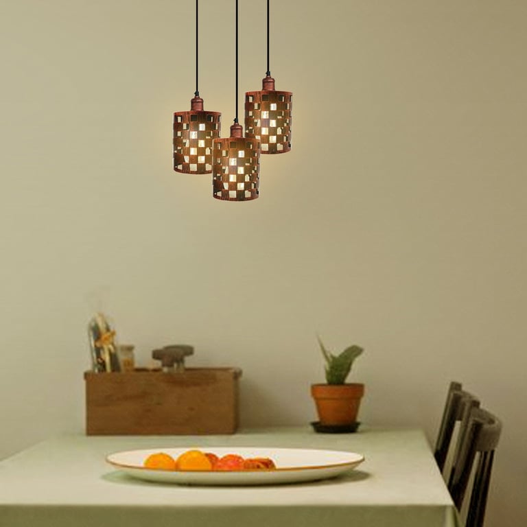 Industrial Vintage Retro 3 Way Cage Pendant Light with E27 Base and Dimmable Option