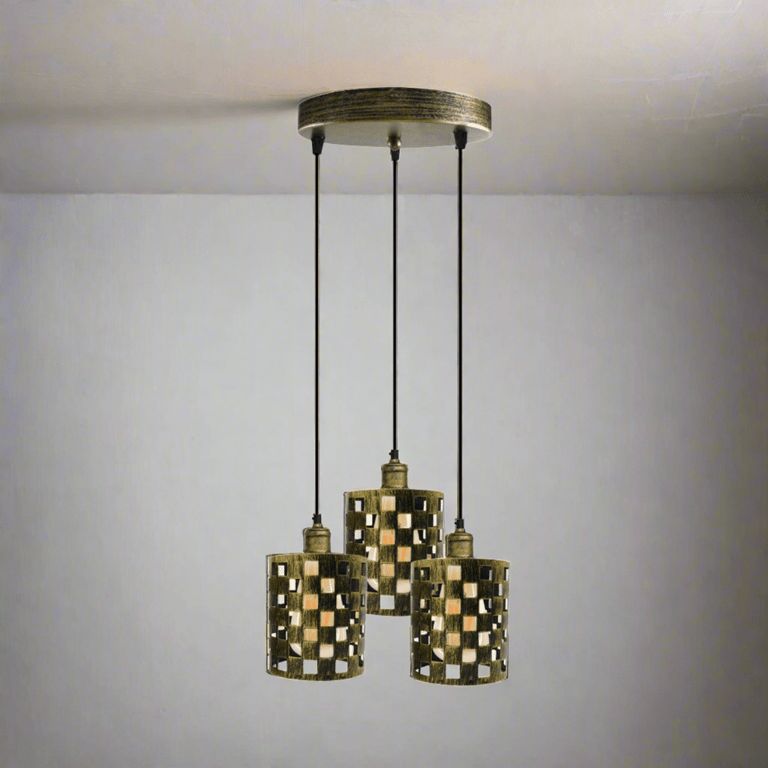 Industrial Vintage Retro 3 Way Cage Pendant Light with E27 Base and Dimmable Option