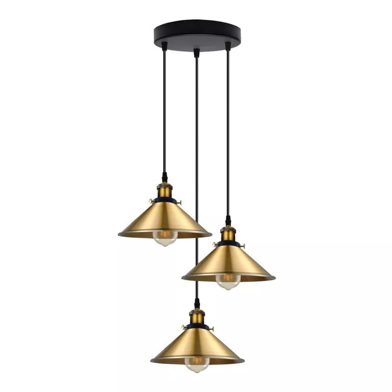 Industrial Metal Pendant Shade - Warm Vintage Retro Lighting for Home Decor