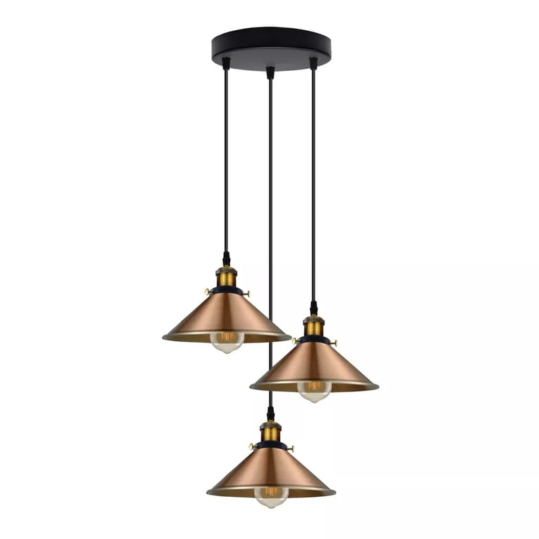 Industrial Metal Pendant Shade - Vintage Retro Chandelier with E27 Bulb Compatibility and Warm Atmosphere Lighting