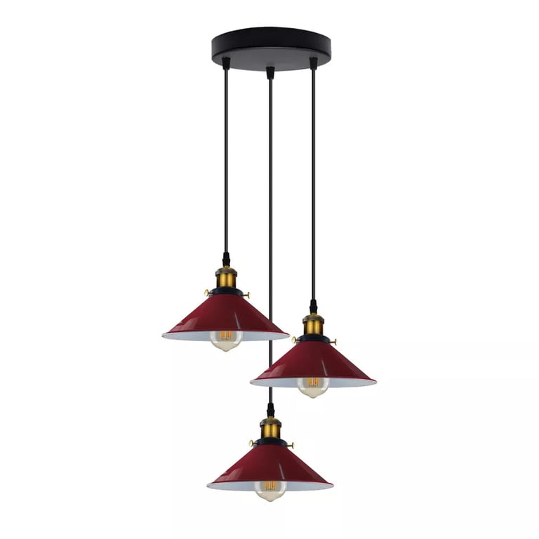 Industrial Metal Pendant Shade - Warm Vintage Chandelier Lighting for Home Decor