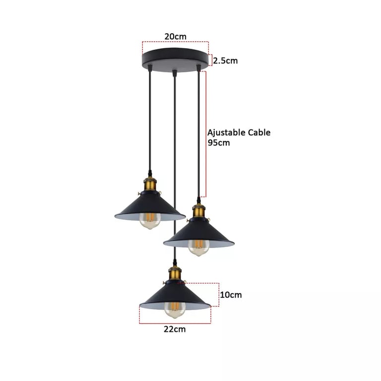 Industrial Metal Pendant Shade - Warm Retro Chandelier Lighting for Home Decor