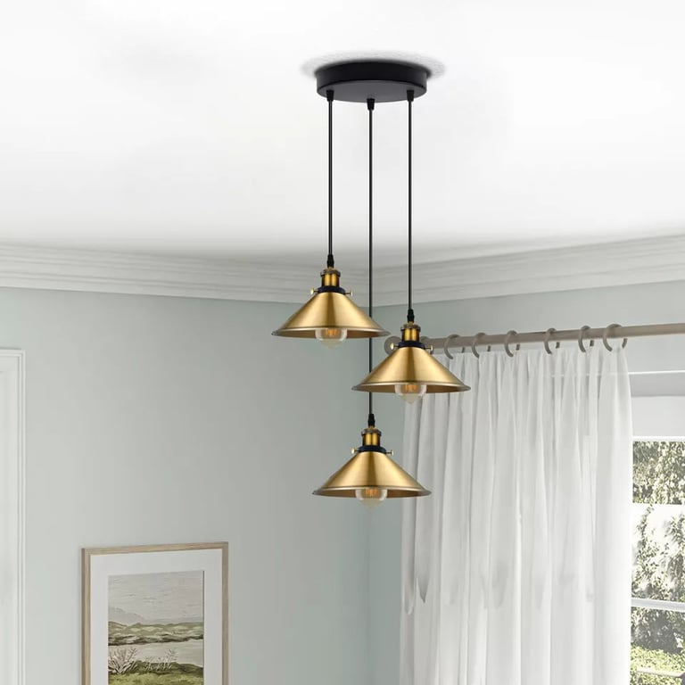 Industrial Metal Pendant Shade - Vintage Retro Chandelier Lighting with Warm Ambiance and E27 Compatibility