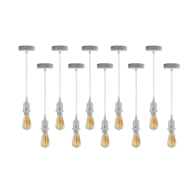 Retro Pendant Light Holder - 10 Pack E27 Dimmable Kit