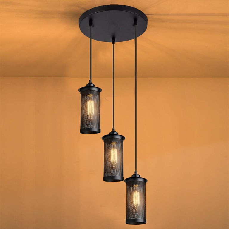 Industrial Vintage Metal Pendant Light - Modern Black Finish, Edison Bulb Compatible
