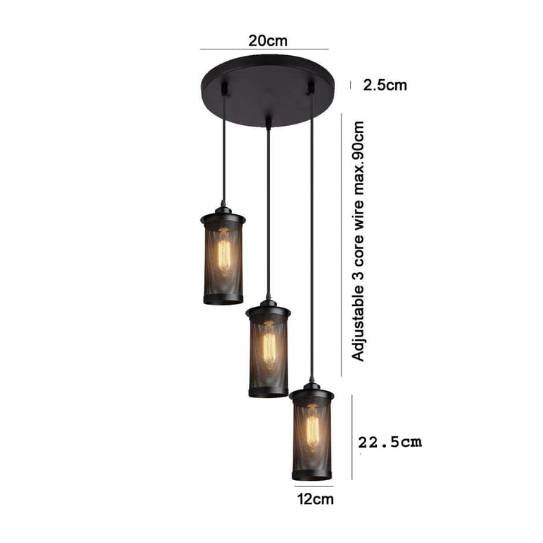 Industrial Vintage Metal Pendant Light - Modern Black Finish, Edison Bulb Compatible
