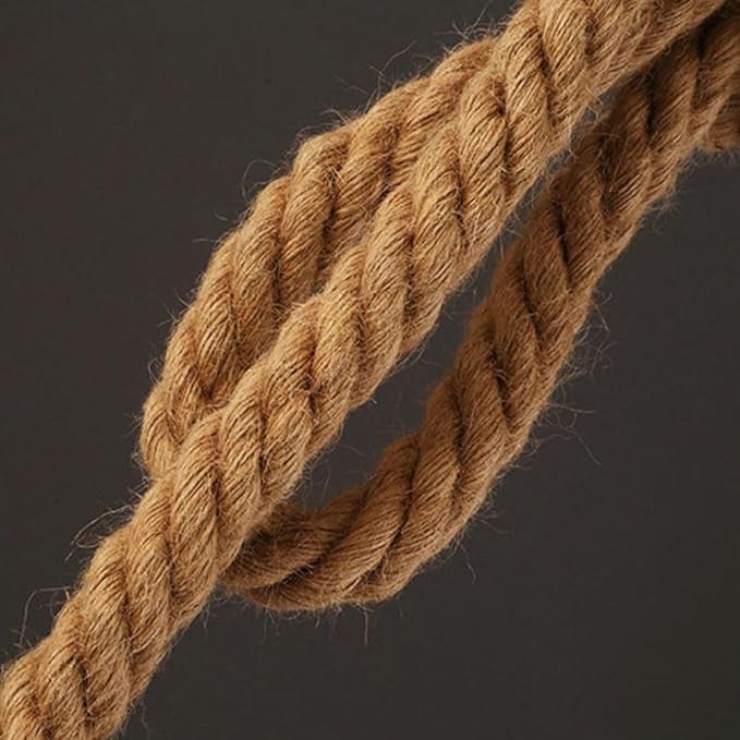 Hemp Rope Vintage Pendant Light - Adjustable Length & E27 Bulb Compatible