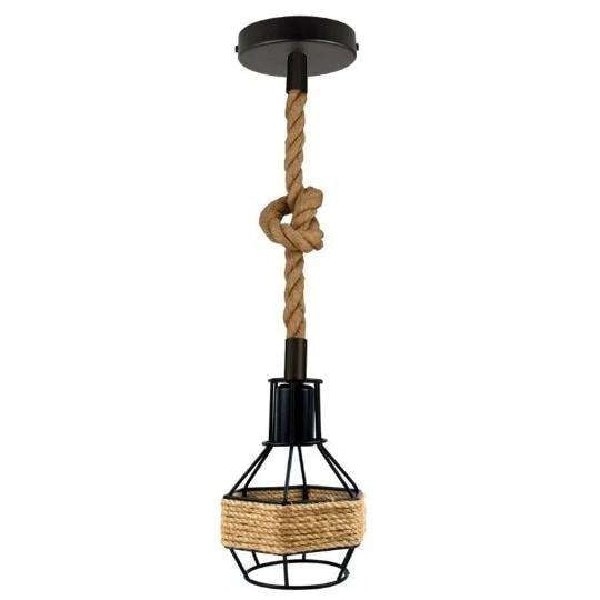 Hemp Rope Vintage Pendant Light - Adjustable Length & E27 Bulb Compatible