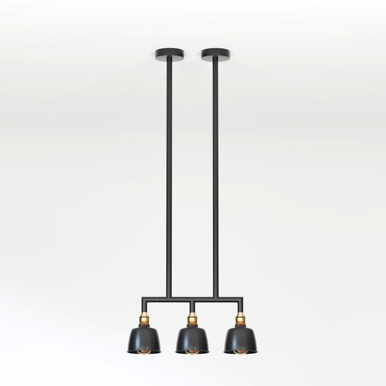 Industrial Metal Conduit Pipe 3-Light Pendant Light Fixture - Vintage Industrial Style E27 Compatible
