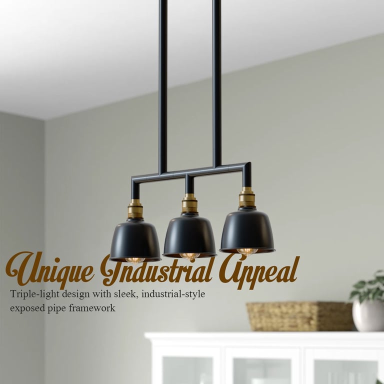 Industrial 3-Way Metal Conduit Pipe Pendant Light Fixture - E27 Compatible DIY Ceiling Light
