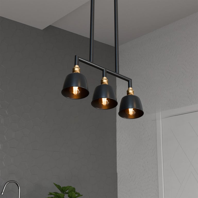 Industrial 3-Way Metal Conduit Pipe Pendant Light Fixture - E27 Compatible DIY Ceiling Light