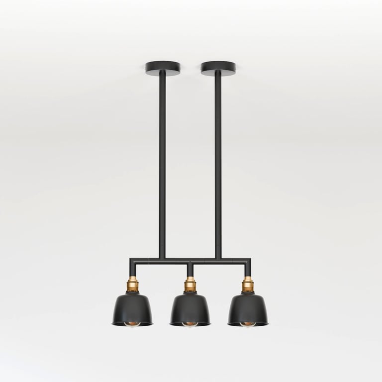 Industrial Metal Conduit Pipe 3-Way Pendant Light Fixture - E27 Compatible DIY Ceiling Mount