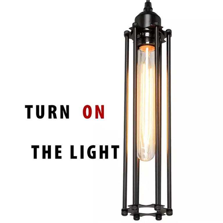 Retro Ceiling Light - E27 Black Wire Cage Pendant Lamp with Adjustable Cable and Warm Atmosphere