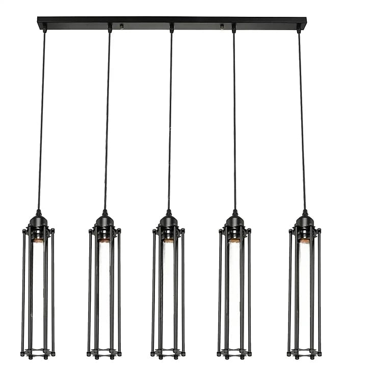 Retro Ceiling Light - E27 Black Wire Cage Pendant Lamp with Adjustable Cable and Warm Atmosphere
