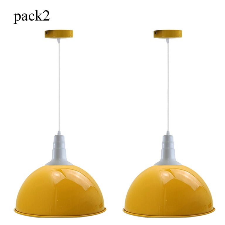 Industrial Retro Yellow Metal Pendant Light Hanging Ceiling Lamp Shade 5709 - Vintage Dimmable Dome Shaped Home Decor Light