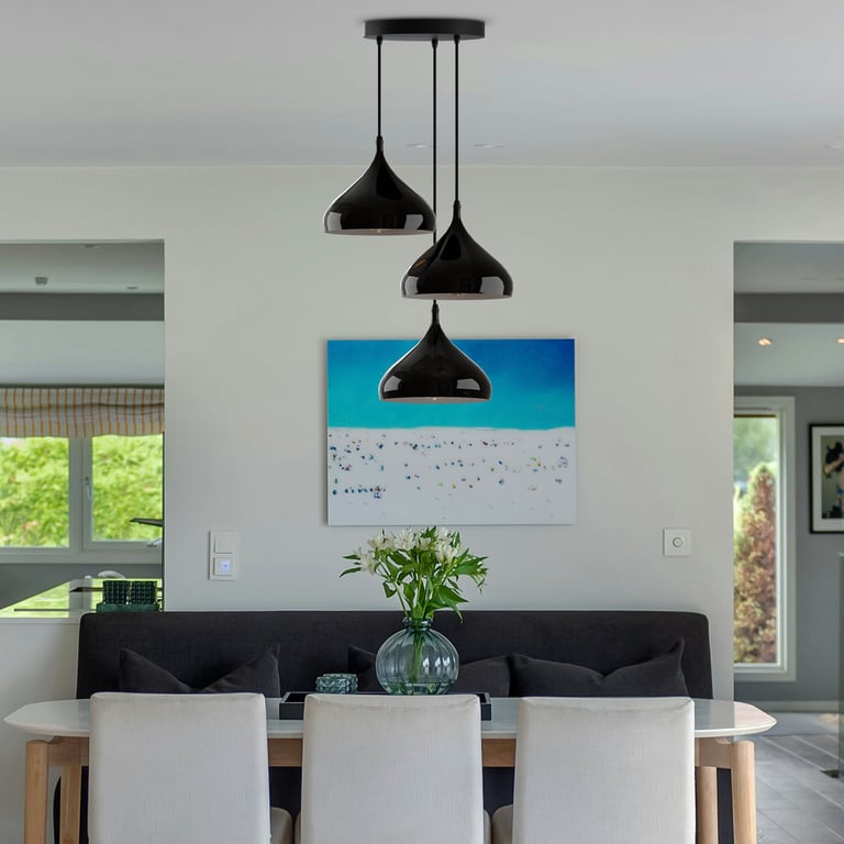 Modern Black Pendant Lights - Dimmable Contemporary Ceiling Lamps