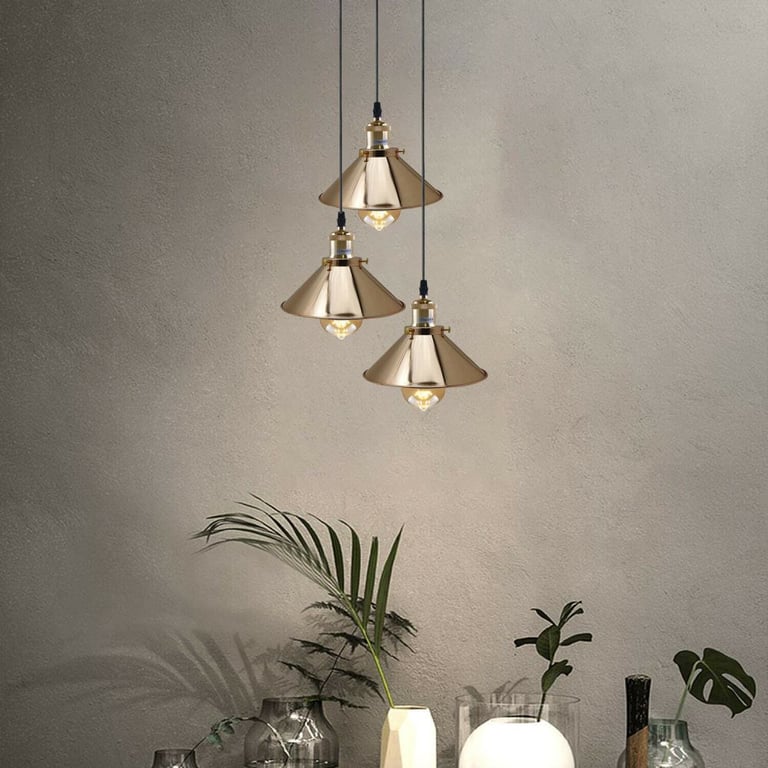 Vintage Industrial 3-Head Metal Ceiling Lamp - French Gold Minimalist Loft Style