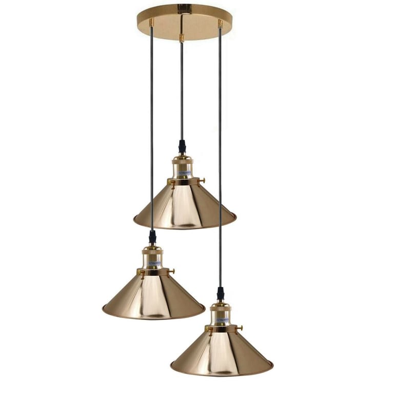 Vintage Industrial 3-Head Metal Ceiling Lamp - French Gold Minimalist Loft Style