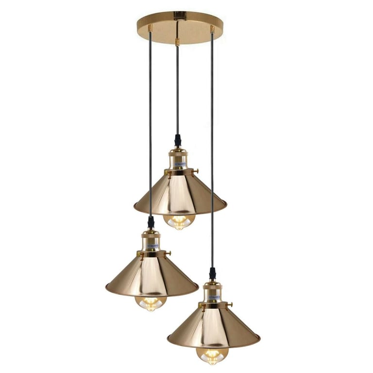 Vintage Industrial 3-Head Metal Ceiling Lamp - French Gold Minimalist Loft Style