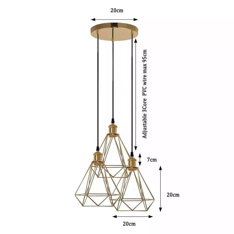 Industrial LED Ceiling Pendant Light Metal Cage E27 Retro Hanging Lamp