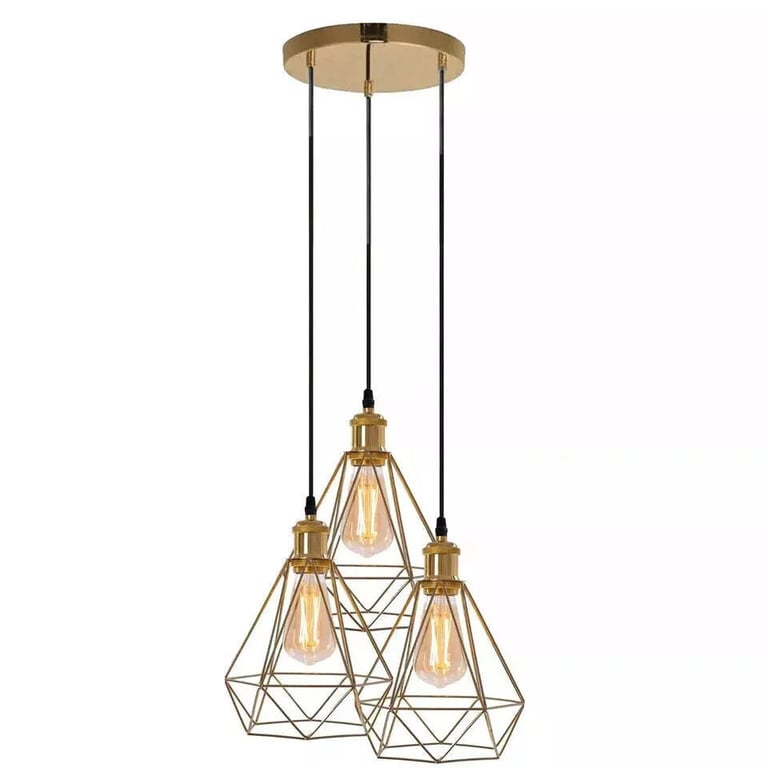 Industrial LED Ceiling Pendant Light Metal Cage E27 Retro Hanging Lamp