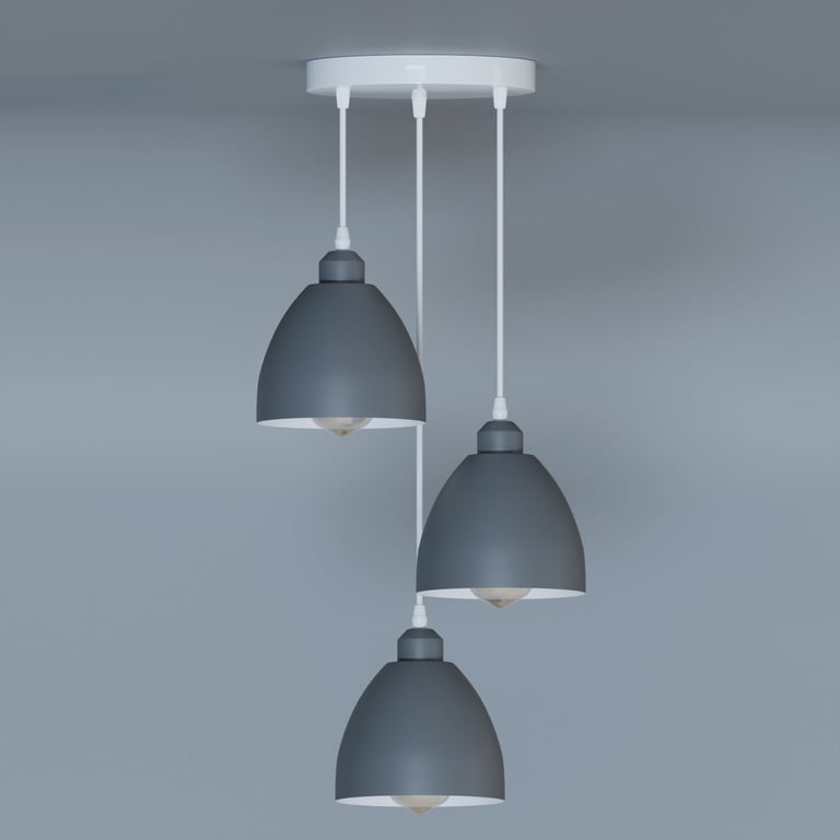 Industrial 3-Head Adjustable Pendant Light E27 Compatible and Dimmable
