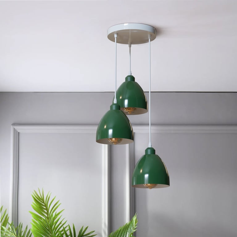 Industrial 3-Head Pendant Light - Adjustable Cables & E27 Compatible