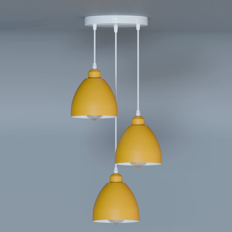 Industrial 3-Head Pendant Light - Adjustable Cables & E27 Compatible