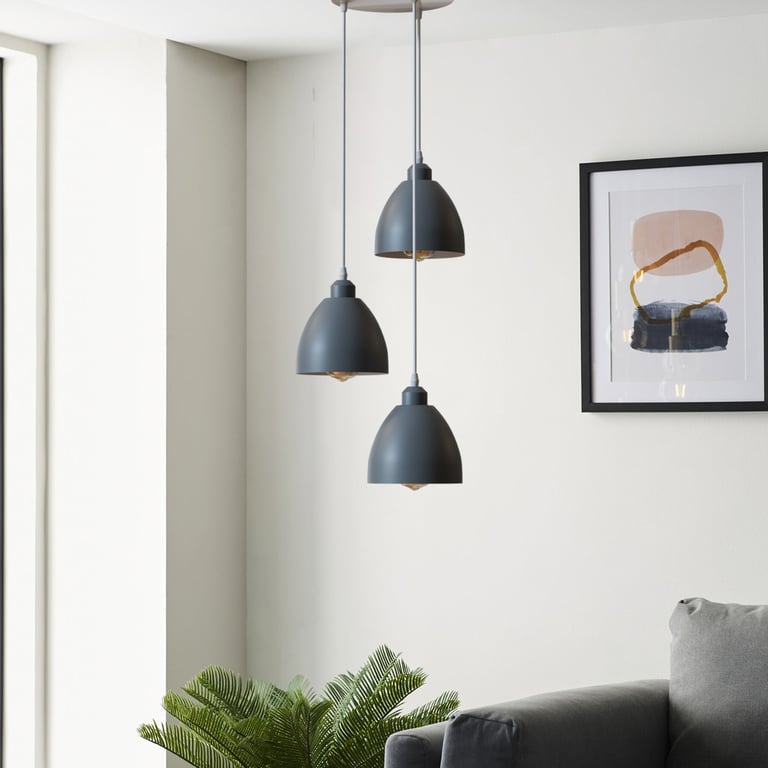 Industrial 3-Head Pendant Light - Adjustable Cables & E27 Compatible