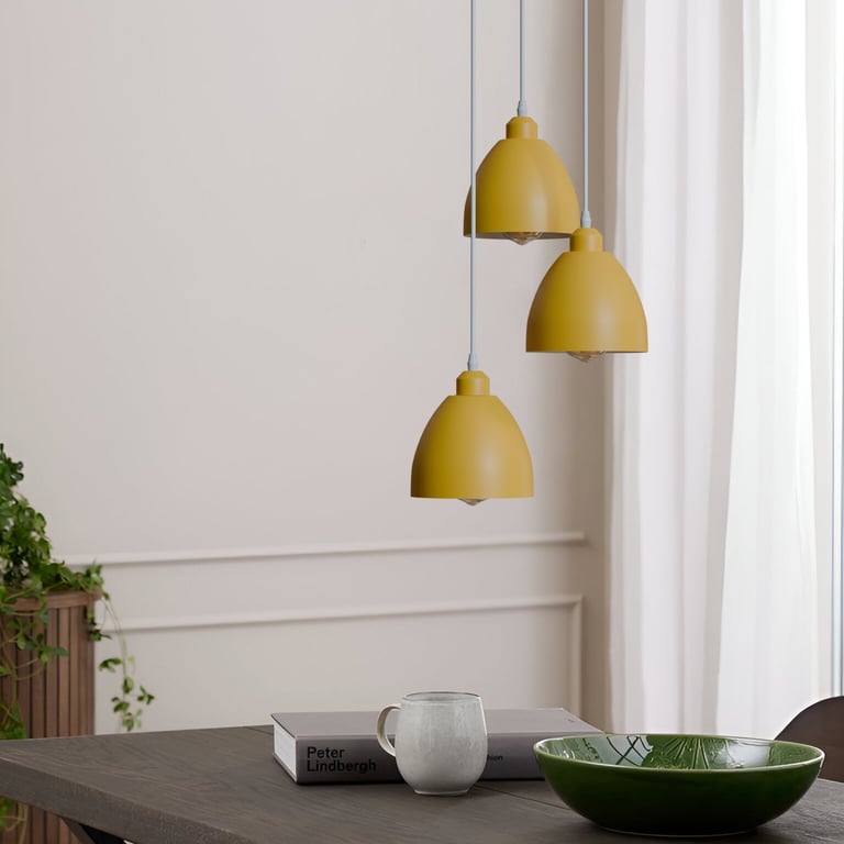 Industrial 3-Head Pendant Light - Adjustable Cables & E27 Compatible