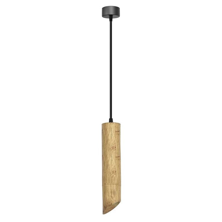 Wooden Bamboo GU10 Socket Pendant Light - Modern Adjustable Length Dimmable Tube Fixture