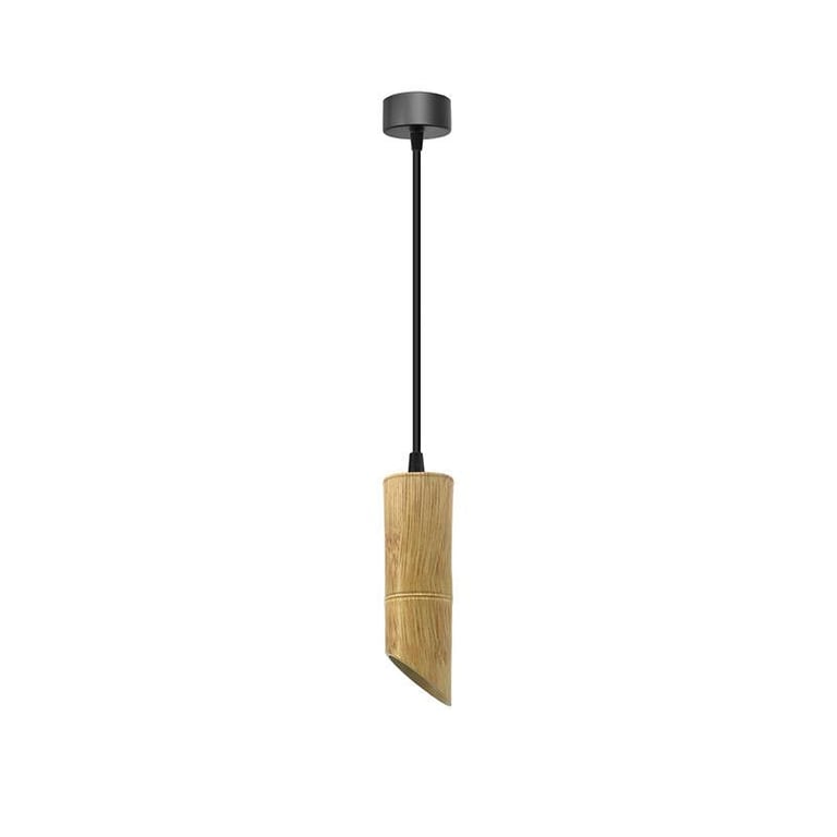 Wooden Bamboo GU10 Socket Pendant Light - Modern Adjustable Length Dimmable Tube Fixture