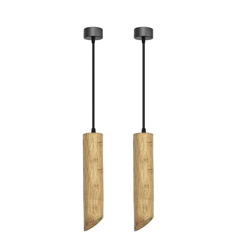 Modern Wooden GU10 Socket Pendant Light - Adjustable and Dimmable Hanging Bamboo Design