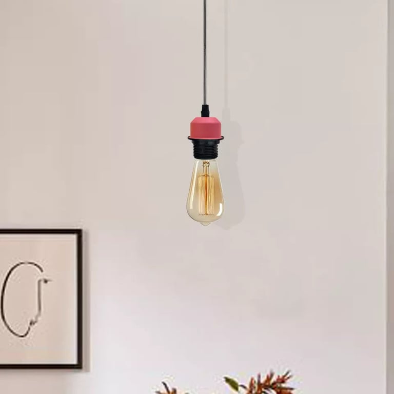 Modern Vintage E27 Pendant Light Holder - Adjustable Hanging Cable & Universal E27 Bulb Compatibility