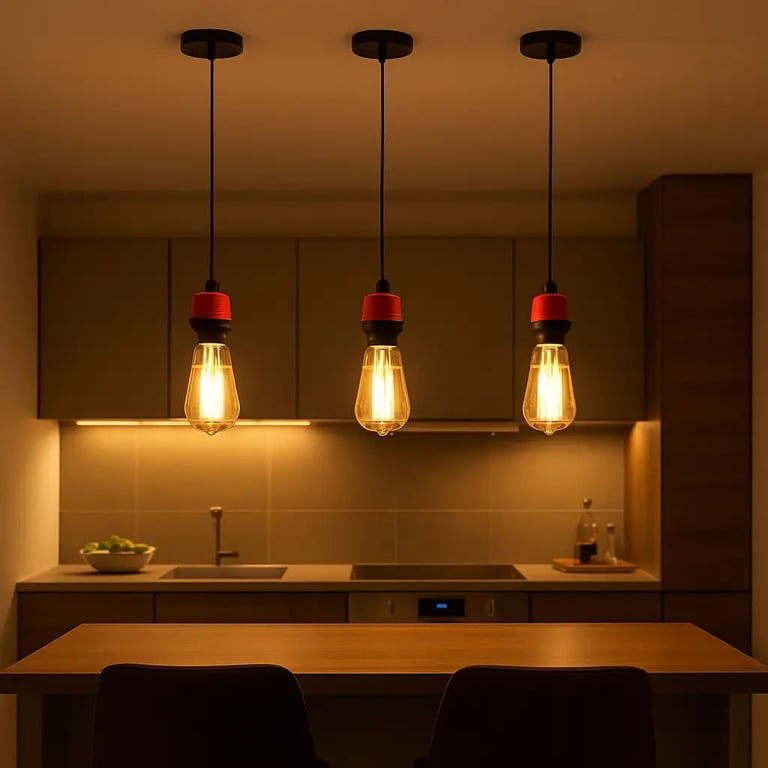 Modern Vintage E27 Pendant Light Holder - Adjustable Hanging Cable & Universal E27 Bulb Compatibility