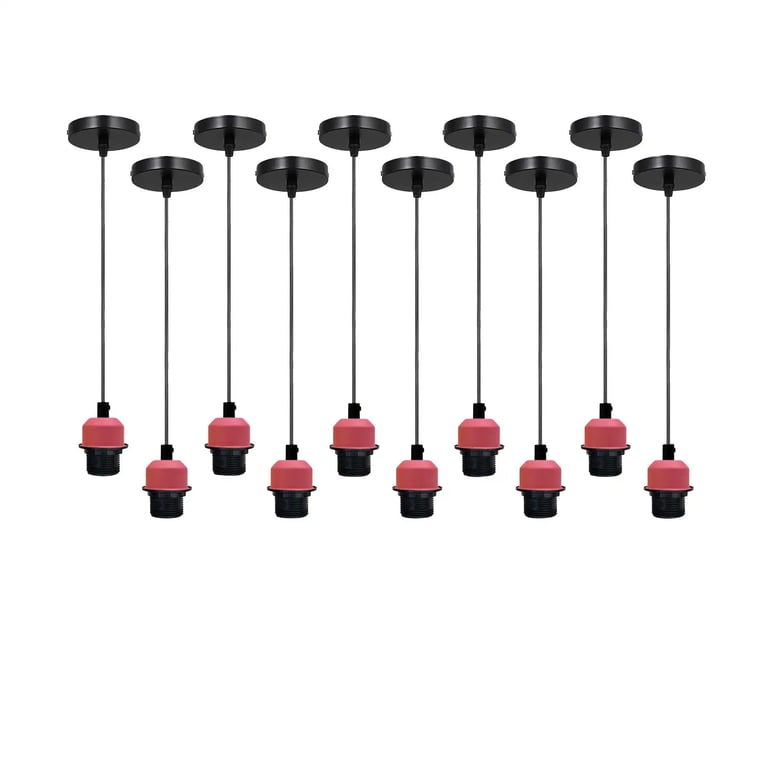 Modern Vintage E27 Pendant Light Holder - Adjustable Hanging Cable & Universal E27 Bulb Compatibility