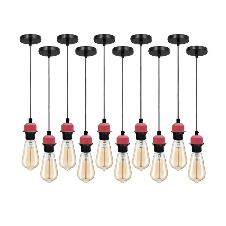 Modern Vintage E27 Pendant Light Fitting - Adjustable Hanging Lamp for E27 Bulb Compatible Lighting