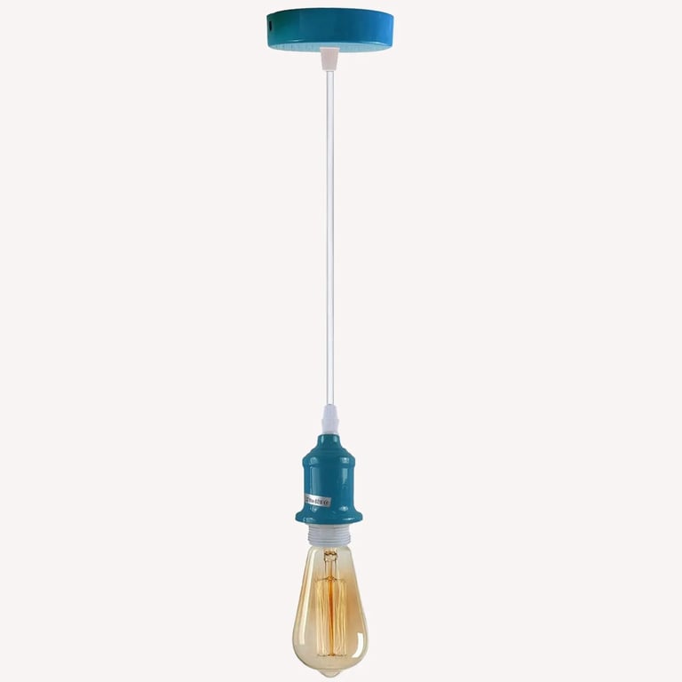 Cyan Blue Vintage Retro Pendant Light Fitting E27 Bulb Compatible Dimmable
