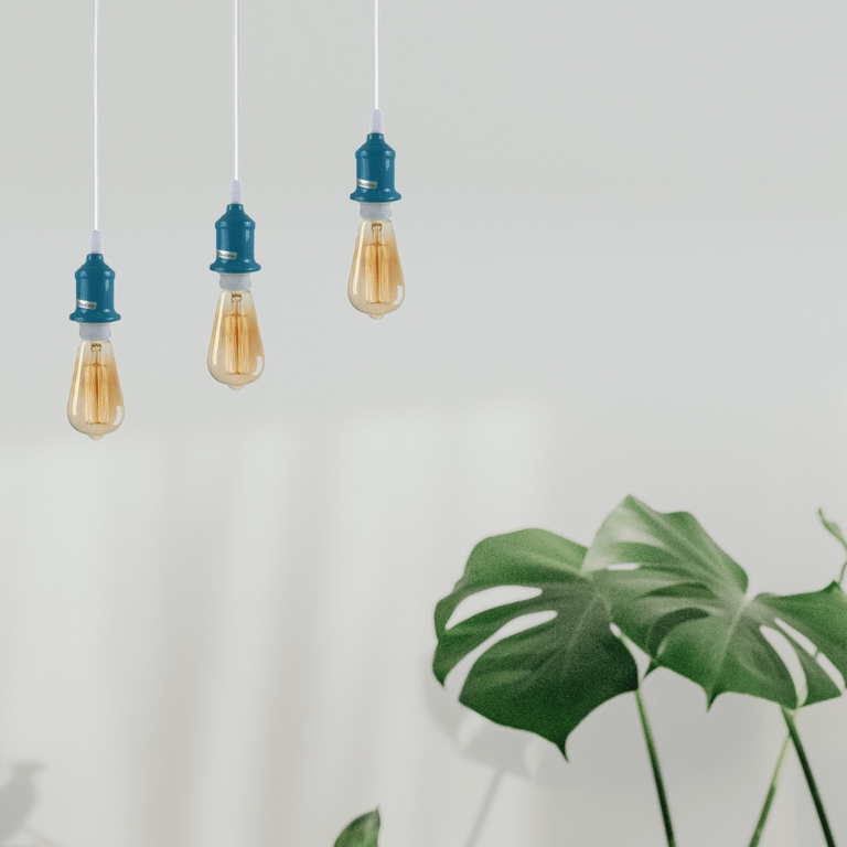 Cyan Blue Vintage Retro Pendant Light Fitting E27 Bulb Compatible Dimmable
