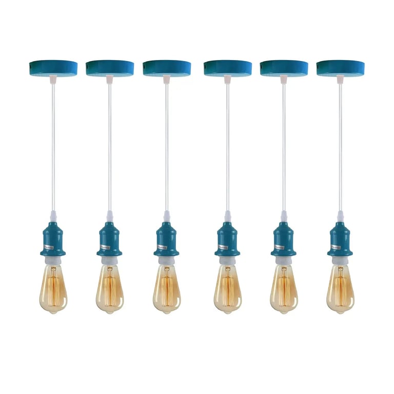 Cyan Blue Vintage Retro Pendant Light Fitting E27 Bulb Compatible Dimmable